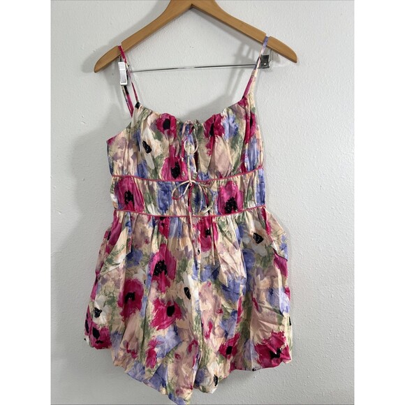 Aureum Tommy Romper Womens Medium Multi Tie in Front Babydoll Y2K‎ - Picture 1 of 13